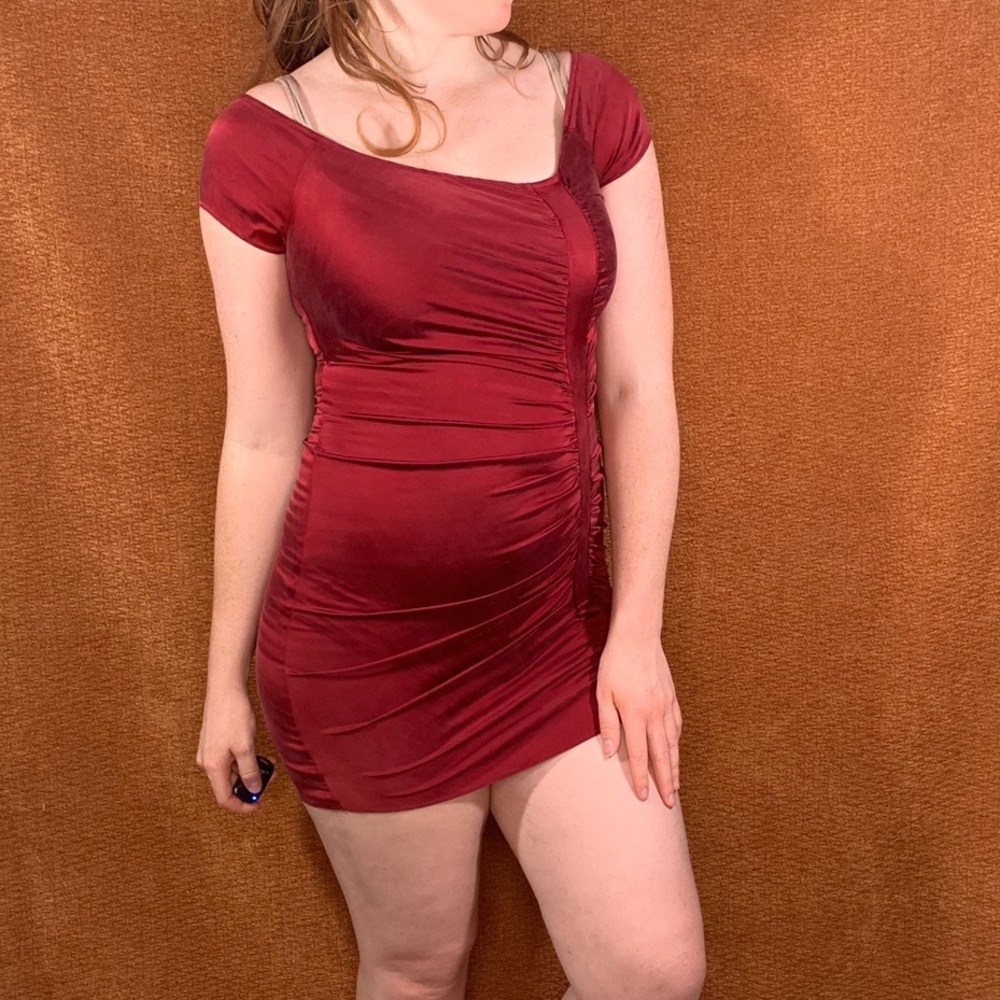 Silk asymmetrical bodycon dress, size 4/6